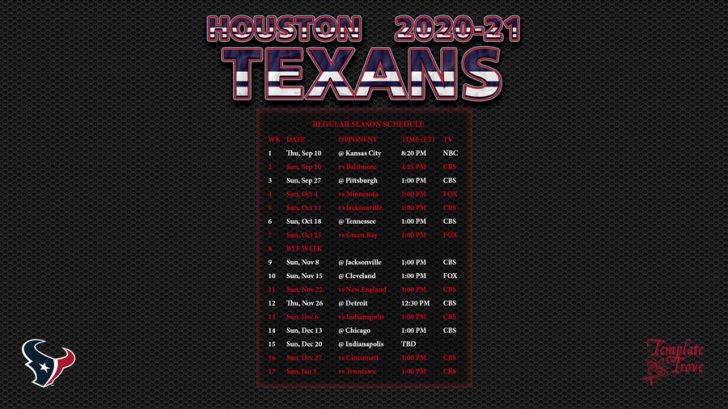 2021 Houston Texans Schedule Printable PrintableSchedule Printable