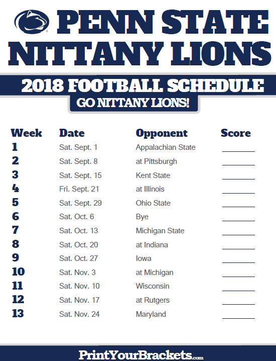 Penn State Football Schedule 2021 Printable PrintableSchedule 