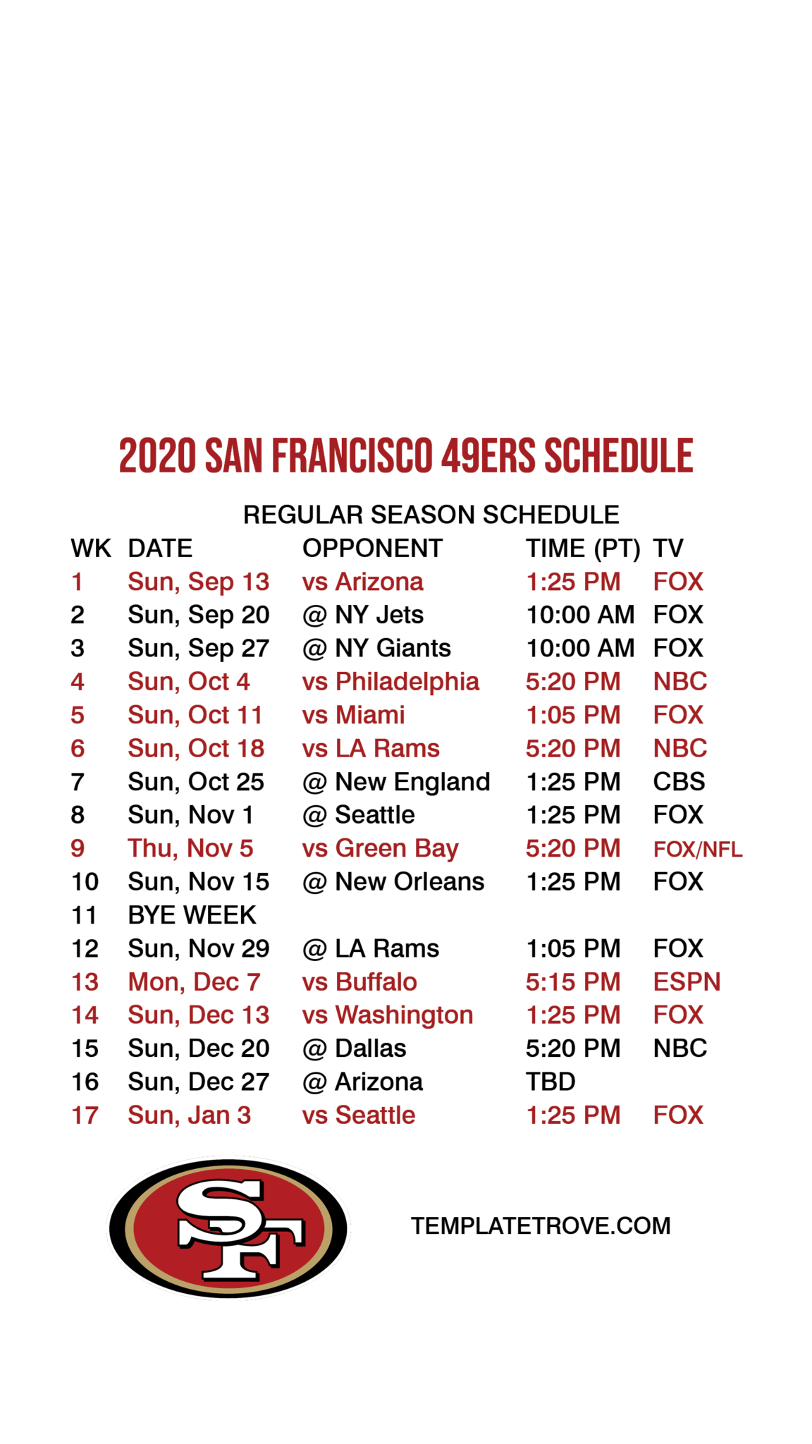 2020 2021 San Francisco 49ers Lock Screen Schedule For Printable Schedule