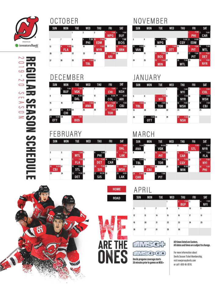 Devils 2019 20 Schedule Released Devils Printable Schedule