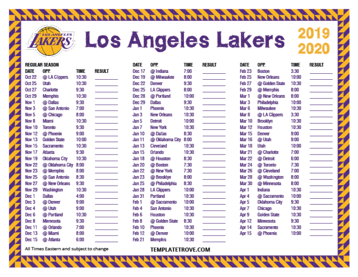Lakers Ticket Template Hamadasa Printable Schedule
