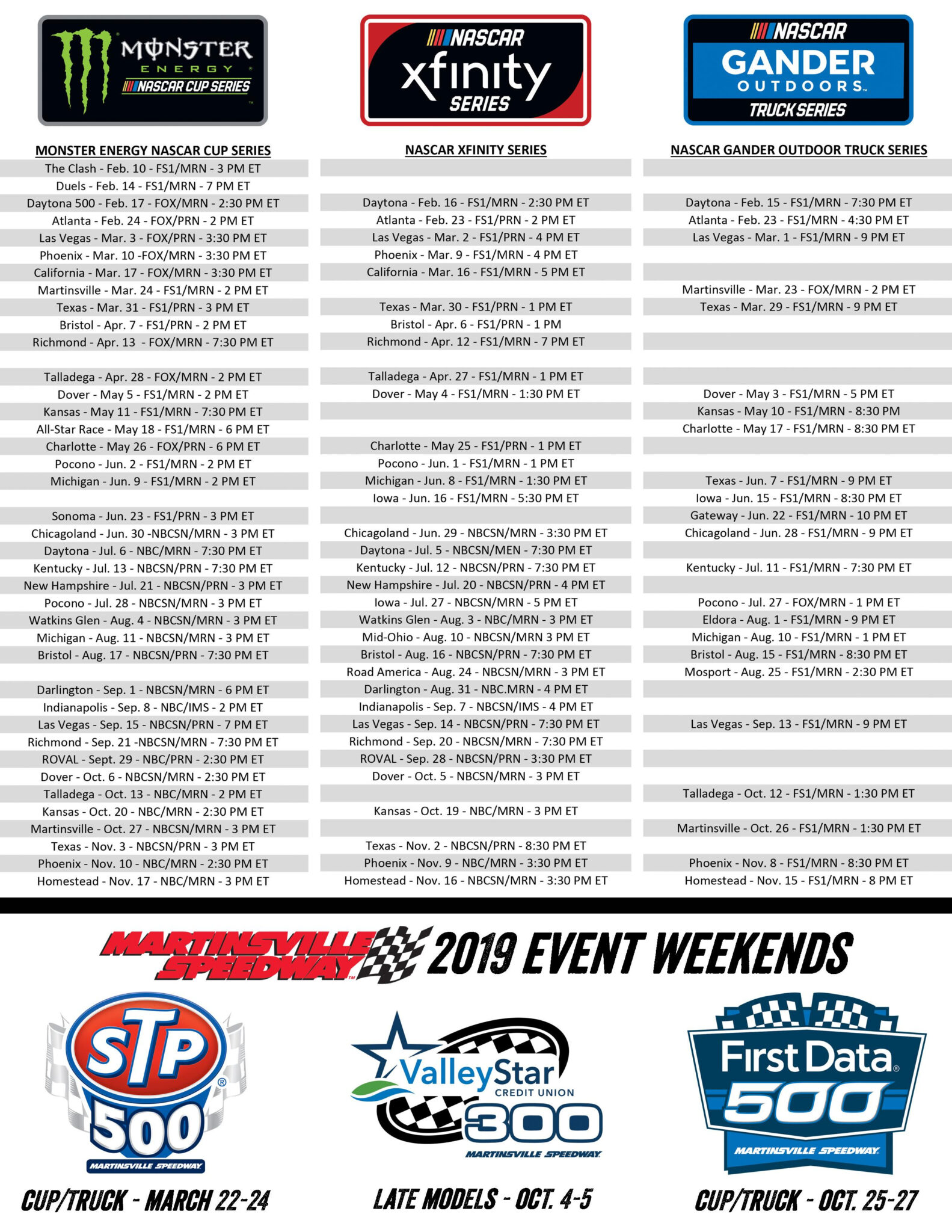 Nascar Tv Schedule 2024 Printable