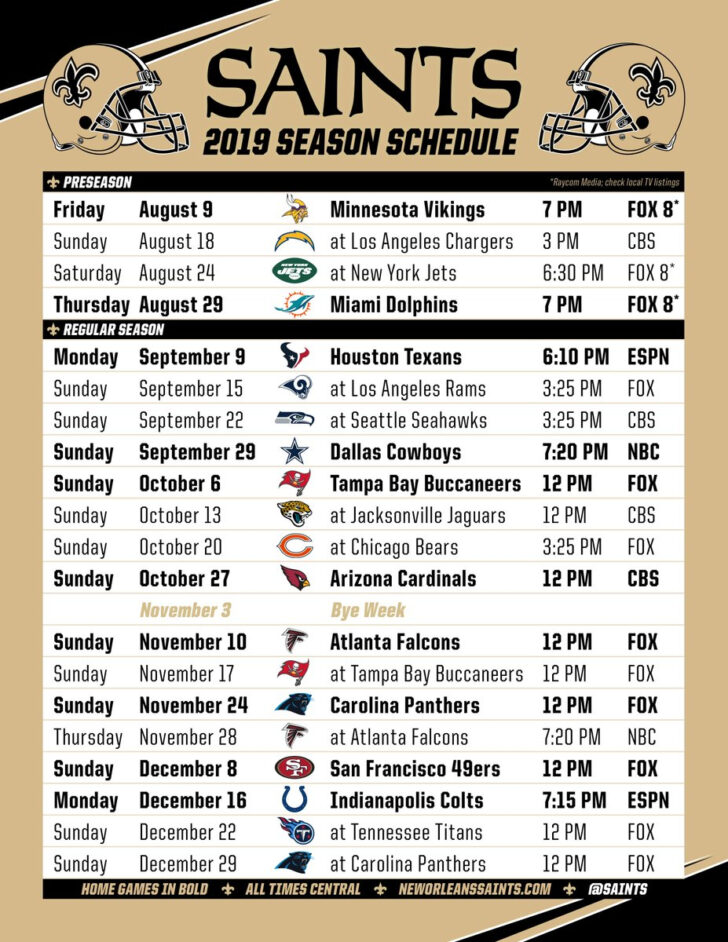 New Orleans Saints On Twitter Print The Saints Schedule Printable