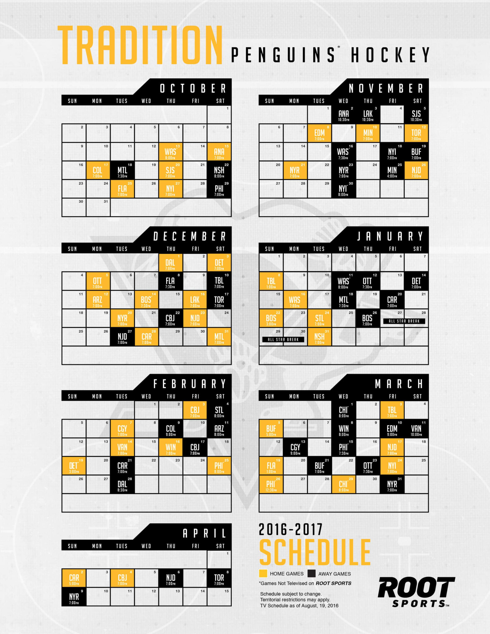 Pittsburgh Penguins Schedule Printable