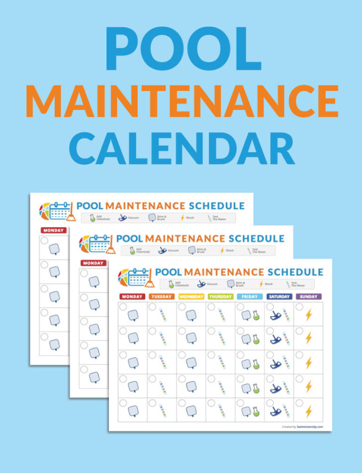 Pool Maintenance Schedule Template Printable Schedule | Printable Schedule