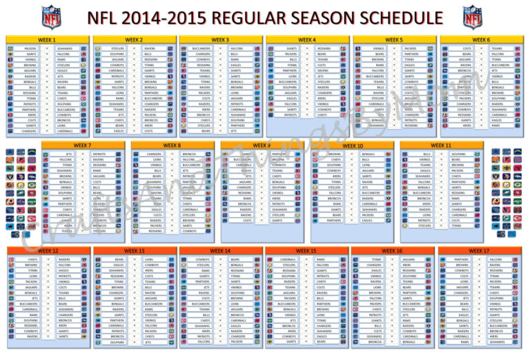 Printable One Page Nfl Schedule PrintableTemplates Printable Schedule