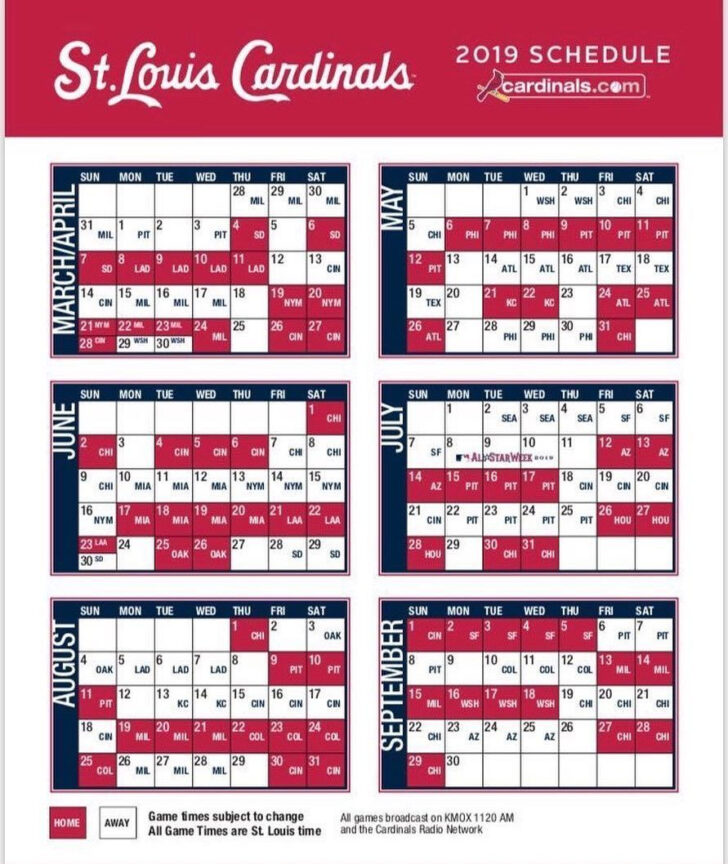 Saint Louis Cardinals Schedule Examples And Forms Printable Schedule