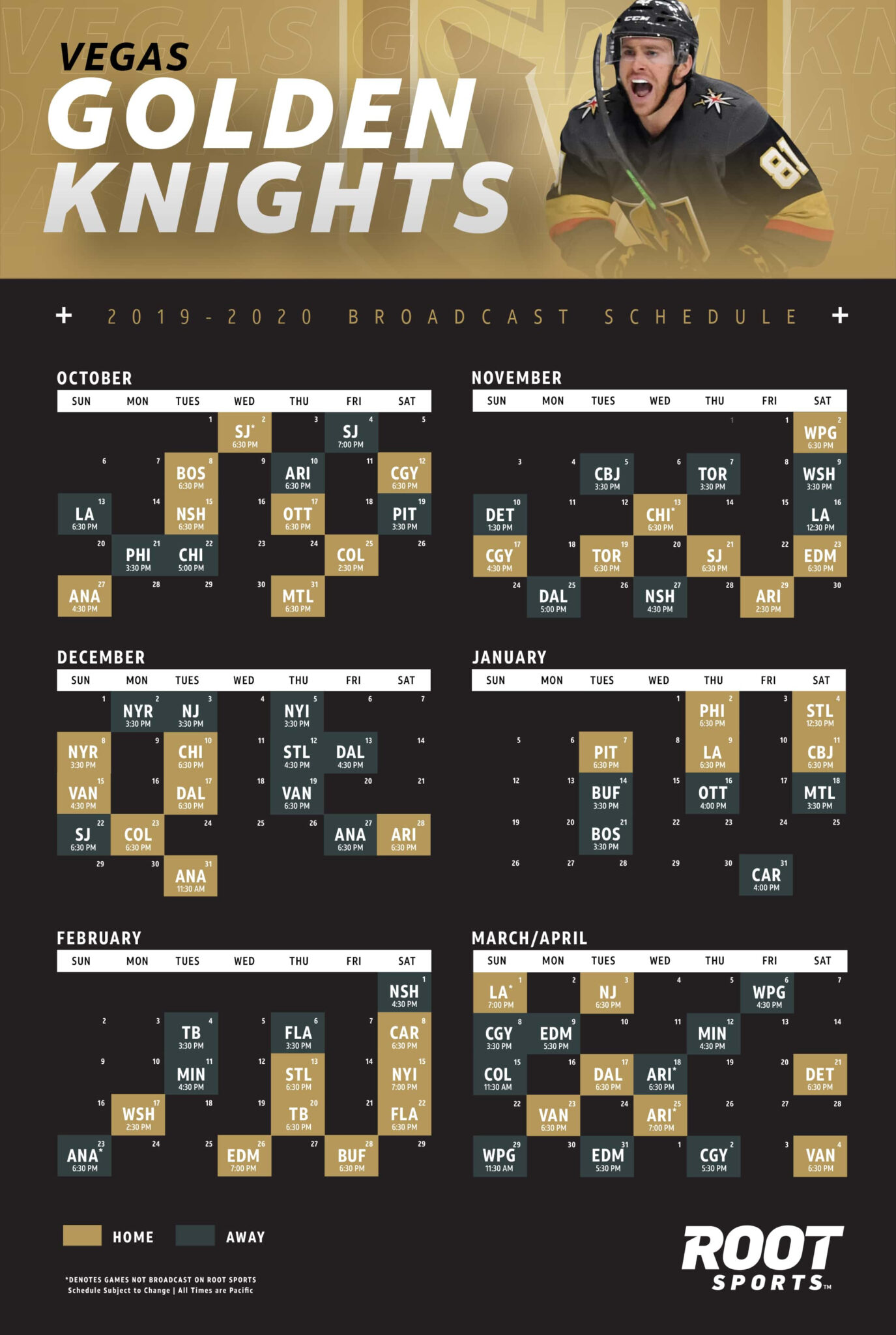 Golden Knights Schedule 2024 24 Printable Floria Deirdre