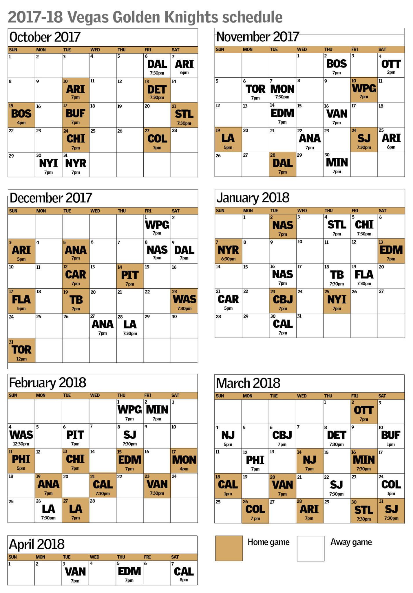 Vegas Golden Knights Schedule Includes Early 7 Game Printable Schedule