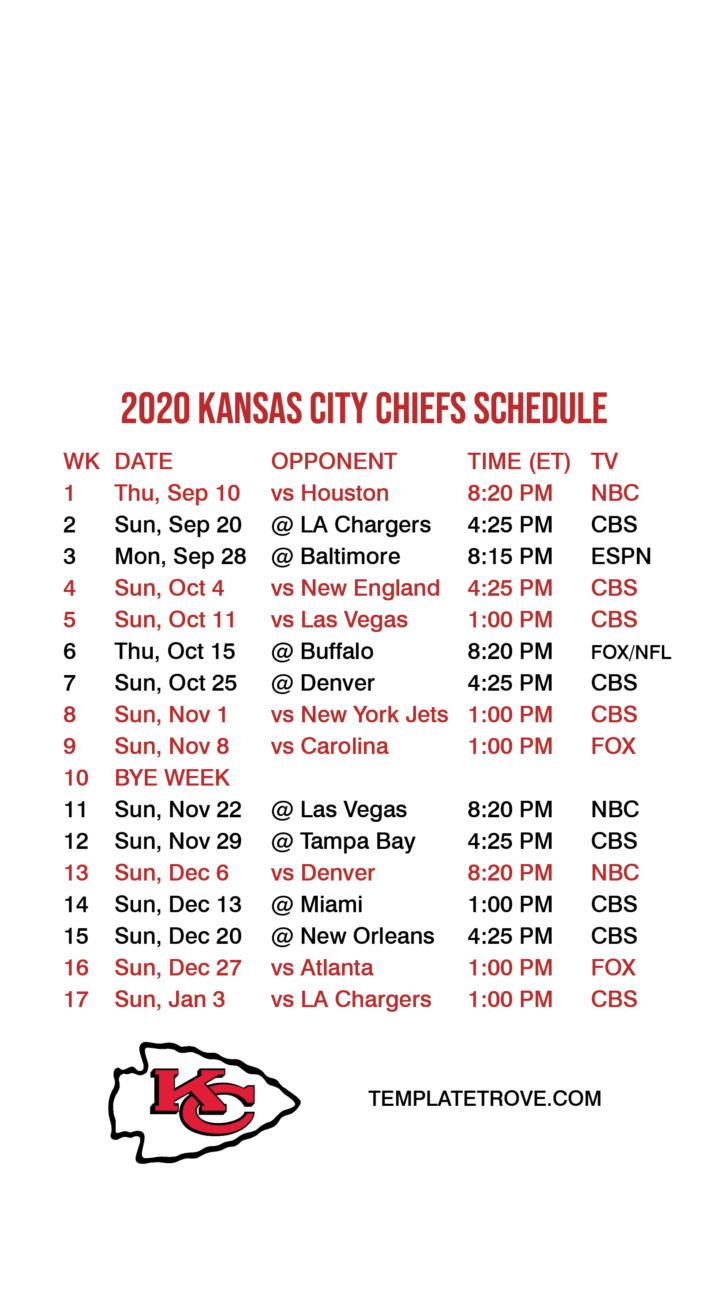 2020 2021 Kansas City Chiefs Lock Screen Schedule For Printable Schedule