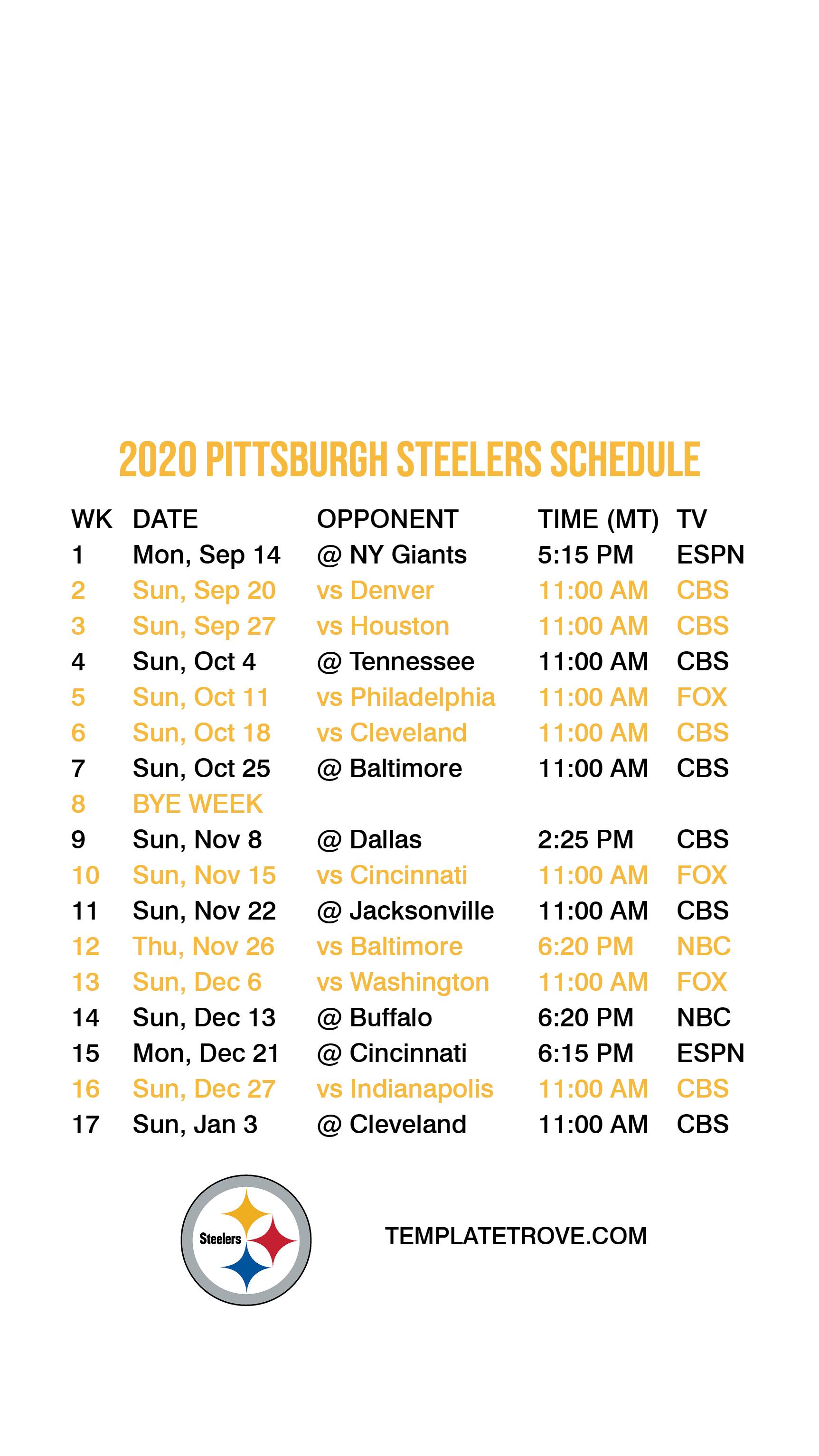 2020 2021 Pittsburgh Steelers Lock Screen Schedule For Printable Schedule