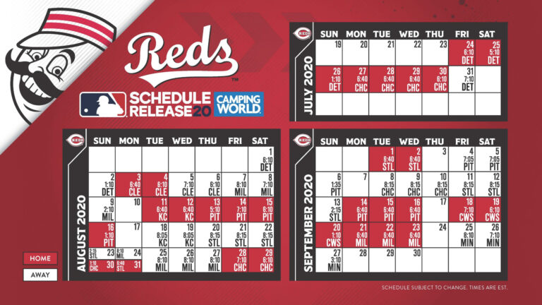 Cincinnati Reds 2020 Schedule Update WRBI Radio | Printable Schedule