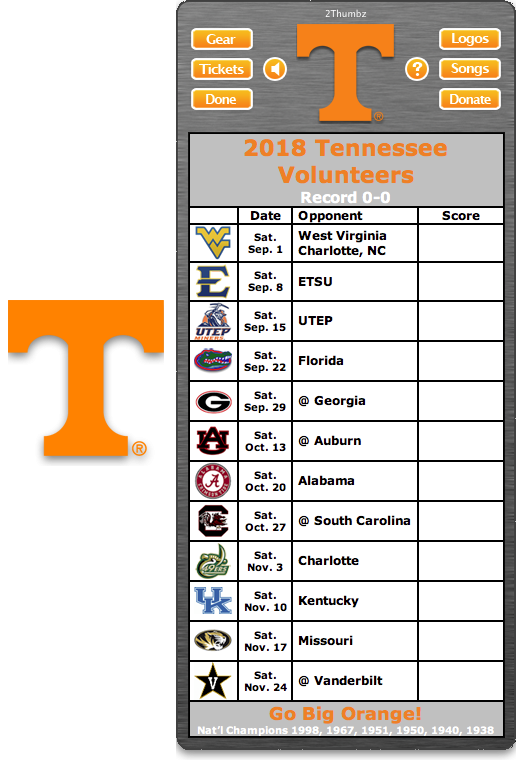 Printable Tennessee Vols Football Schedule 2021 Printable Schedule