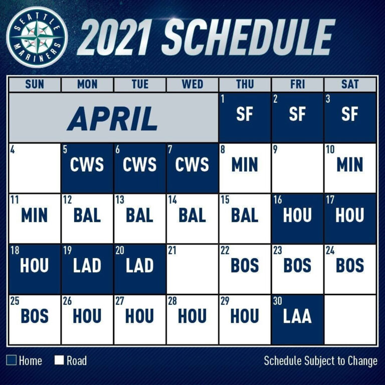 Seattle Mariners The 2021 Mariners Schedule Is Here Printable Schedule