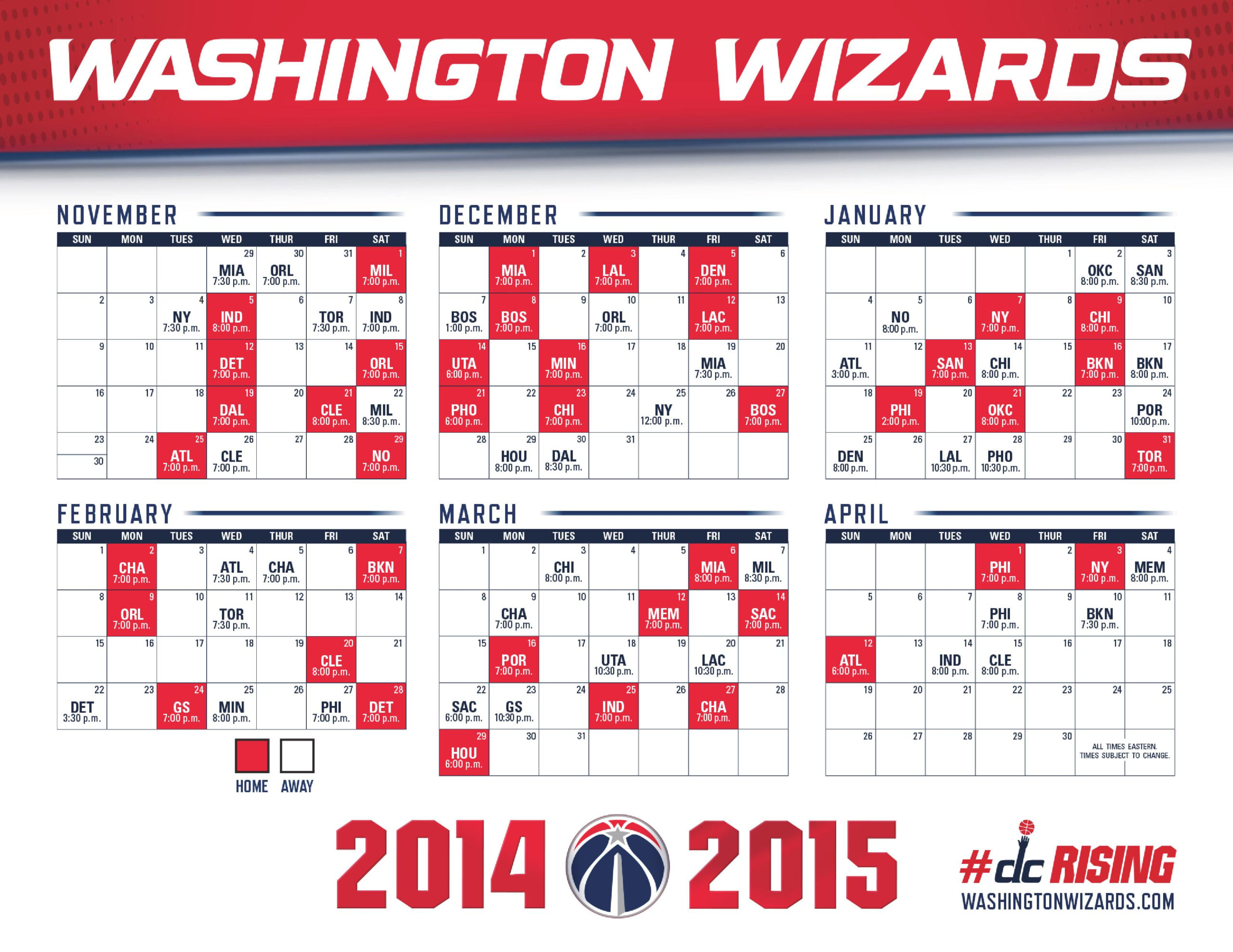 Washington Wizards Printable Schedule - Printable Schedule