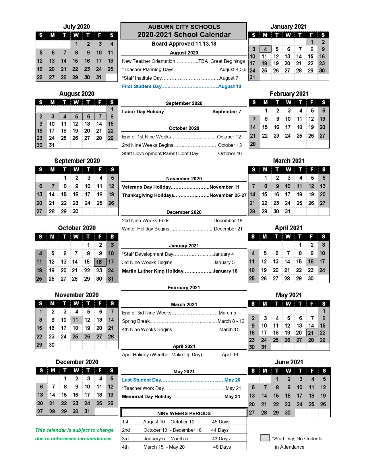 Auburn University Calendar 2020 2021 Printable Calendars Printable Schedule