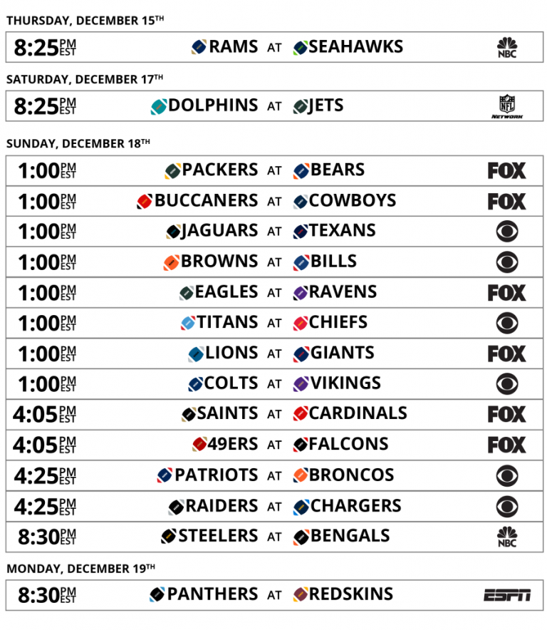 DIRECTV NFL SUNDAY TICKET 855 822 0724 Only On DIRECTV | Printable Schedule