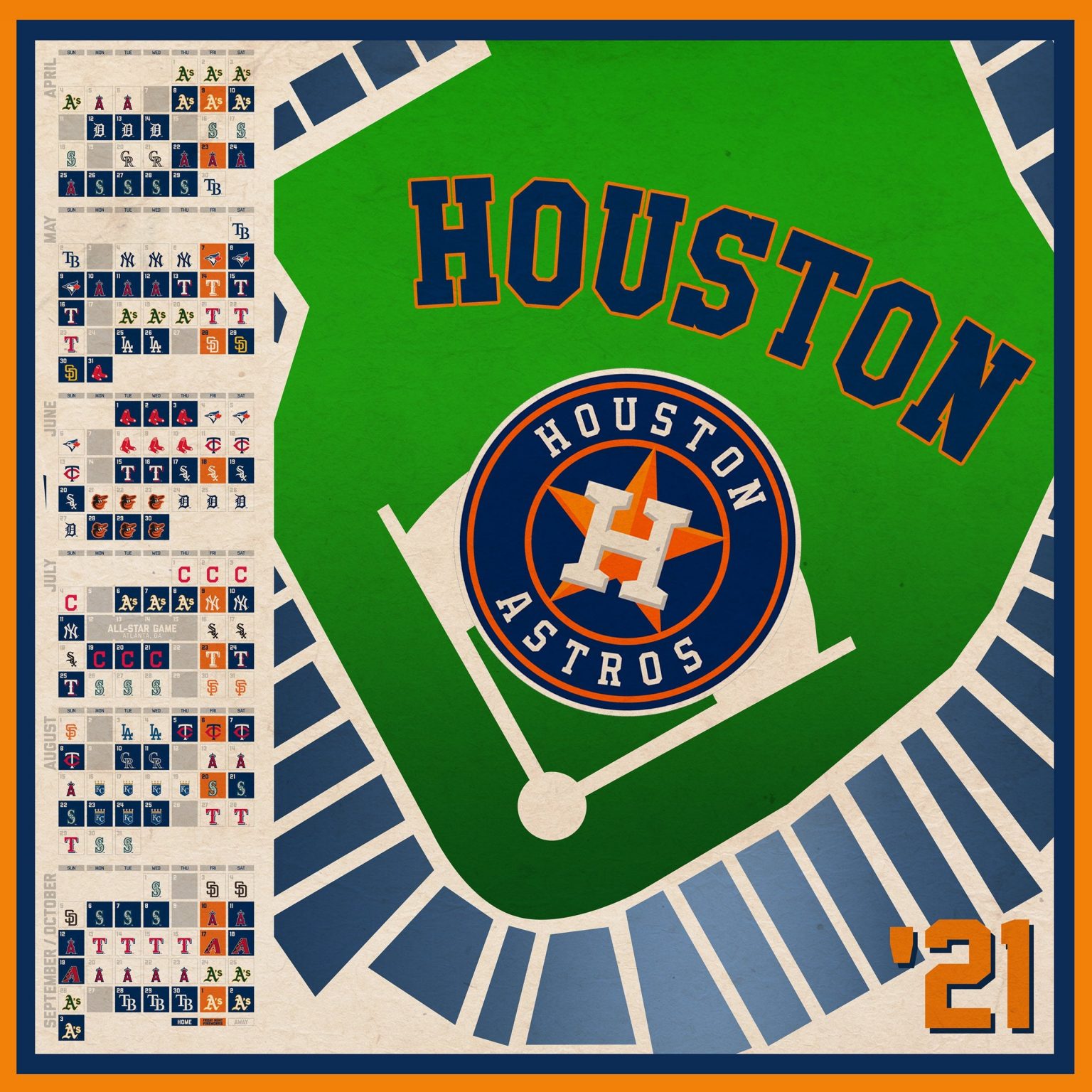 Houston Astros 2021 Schedule Print Etsy Printable Schedule