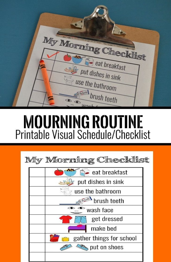 Printable Visual Schedule Morning Routine Checklist For Printable Schedule