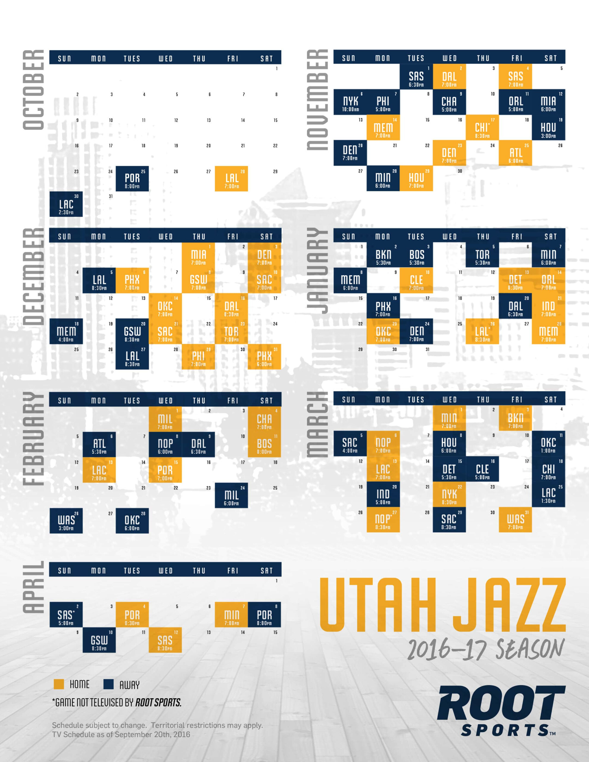 Jazz Full Season Schedule Printable