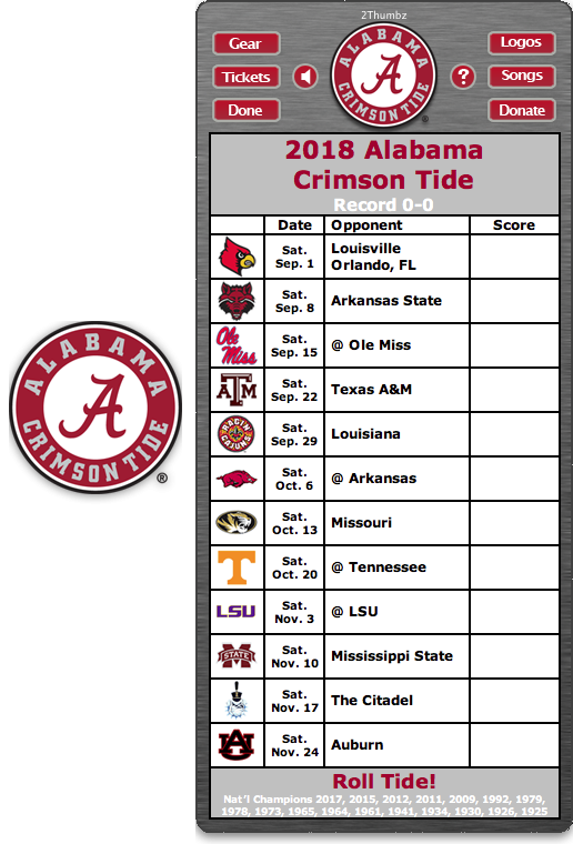 Printable Alabama Football Schedule Printable Schedule