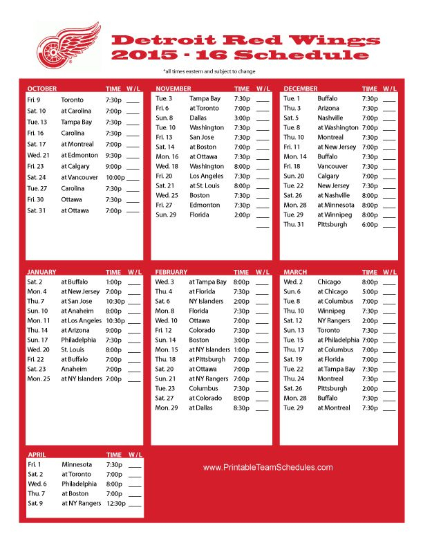 Red Wings Printable Schedule Printable Schedule