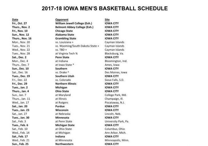 Iowa Hawkeyes Basketball Regular Season Schedule Printable Schedule