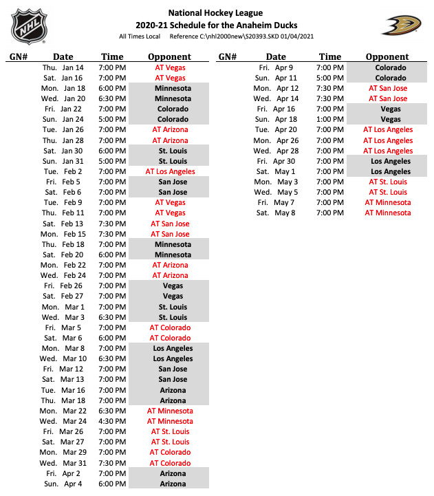 Anaheim Ducks Schedule 2025 25 Sal Robbin