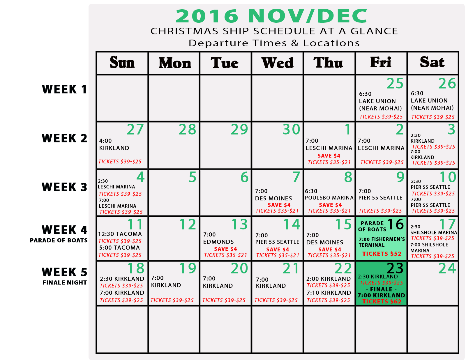 Argosy Cruise Christmas Schedule Printable Schedule