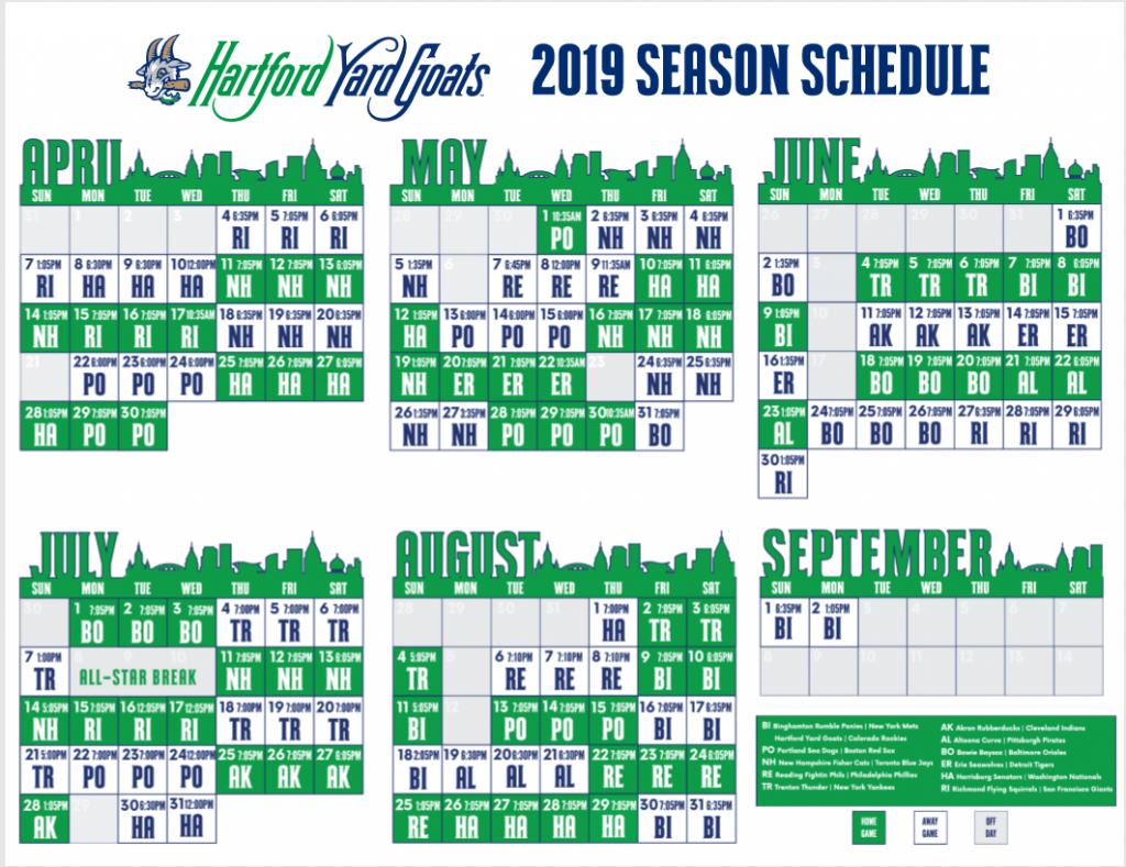 Hartford Yard Goats 2022 Printable Schedule Printable Schedule