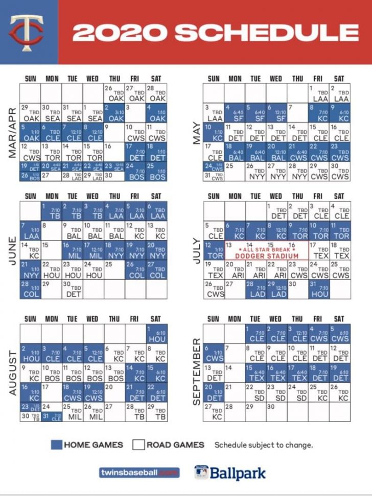 Minnesota Twins Schedule KBGG AM Printable Schedule