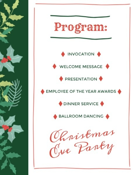 Online Green Christmas Eve Party Program Program Template 