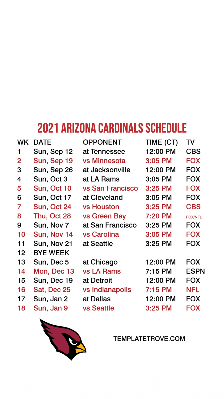 2021 2022 Arizona Cardinals Lock Screen Schedule For Printable Schedule