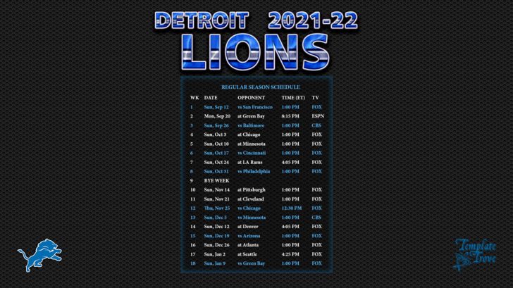 2021 2022 Detroit Lions Wallpaper Schedule Printable Schedule