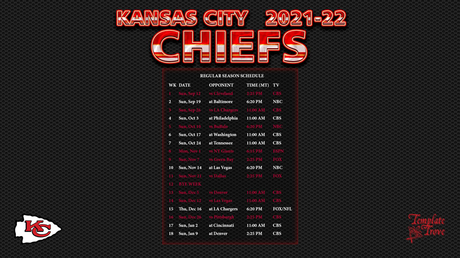 Printable Kc Chiefs Schedule 2022 Printable Schedule