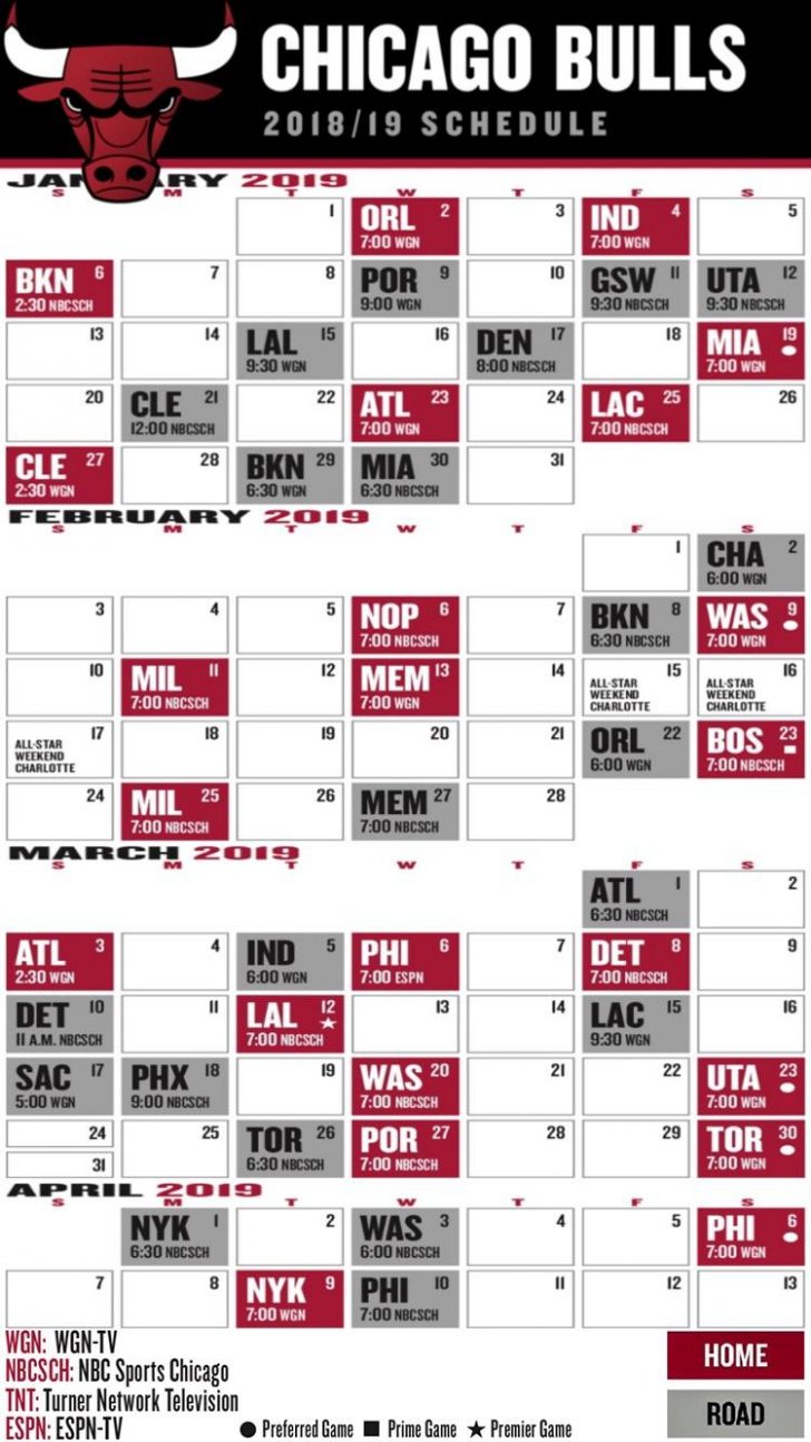 Chicago Bulls Schedule 2021 2022 Printable Printable Schedule