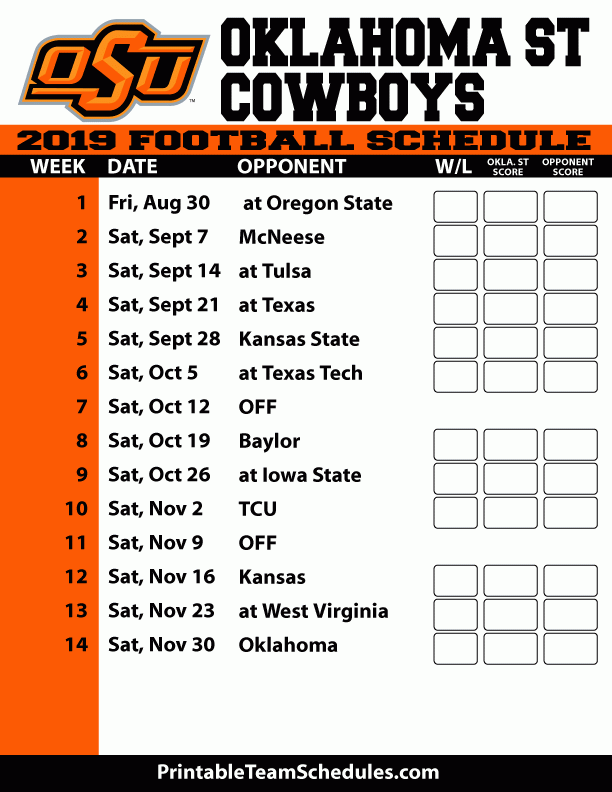 2022 Oklahoma Football Schedule Printable Printable Schedule