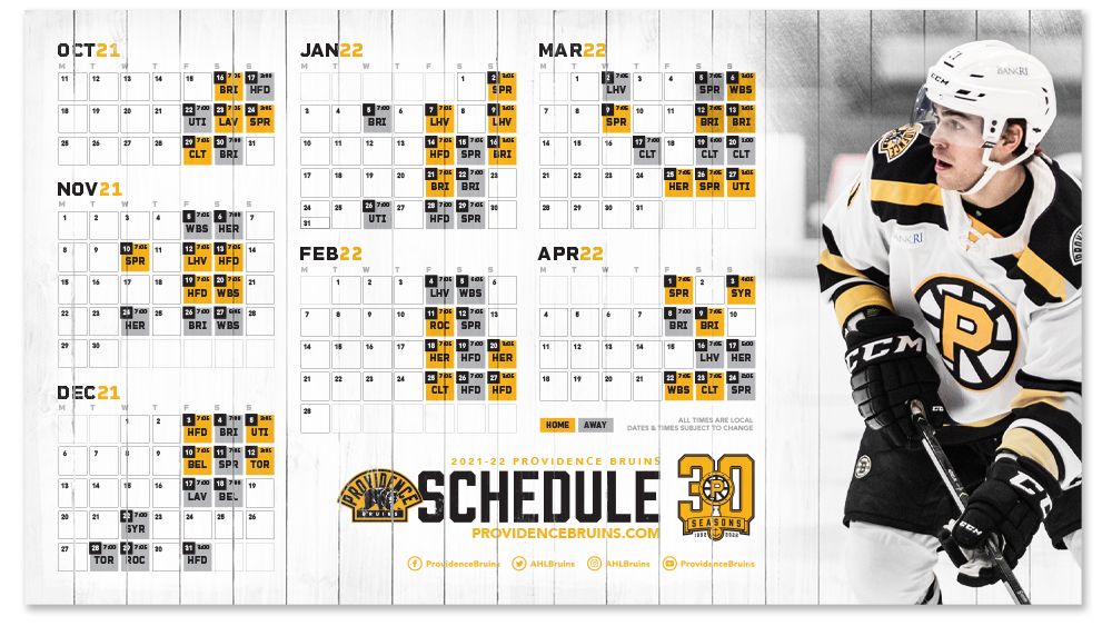 Boston Bruins Printable Schedule
