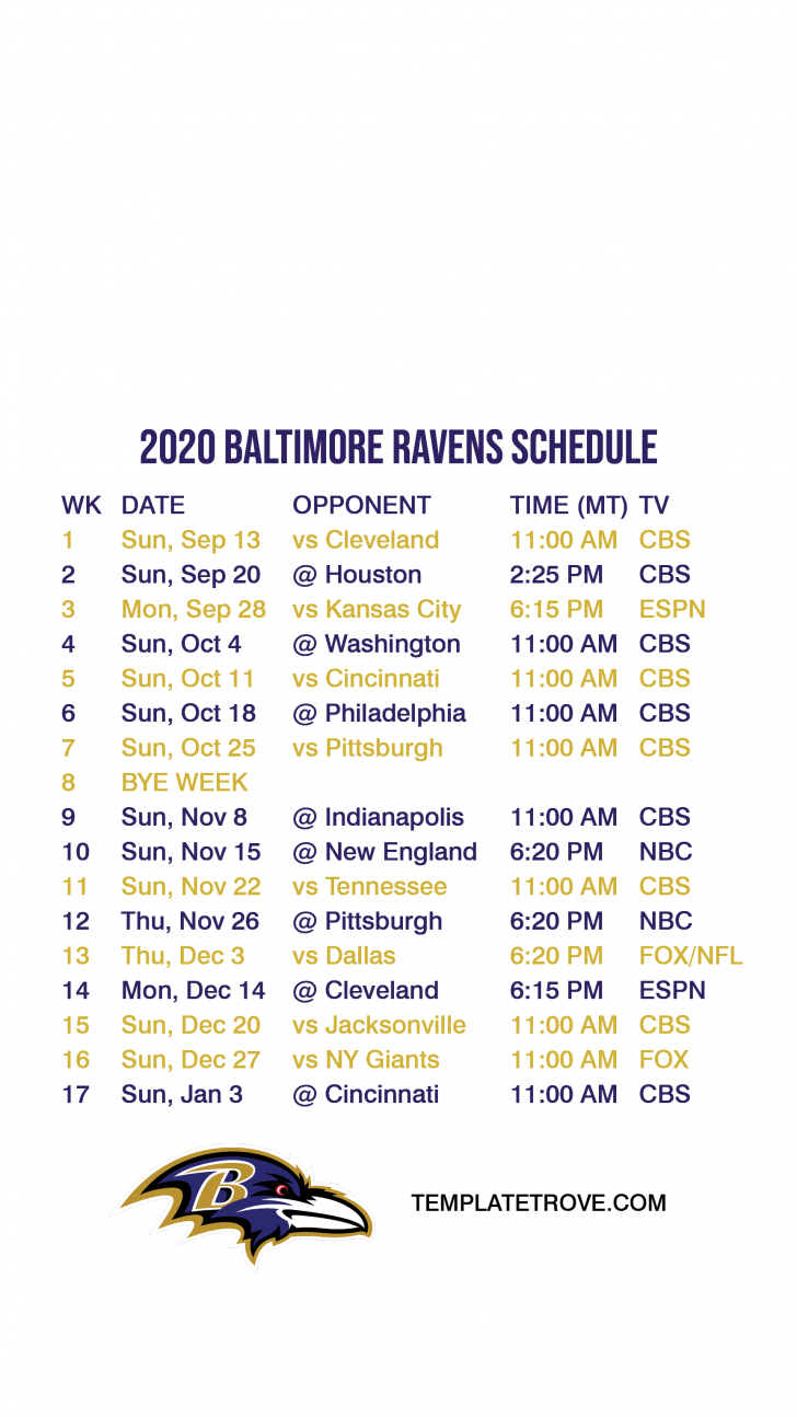 Ravens 2022 Schedule Printable Schedule 2022 | Printable Schedule