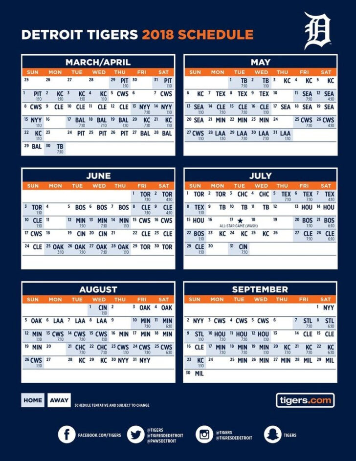 Detroit Tigers 2018 Schedule Released Printable Schedule