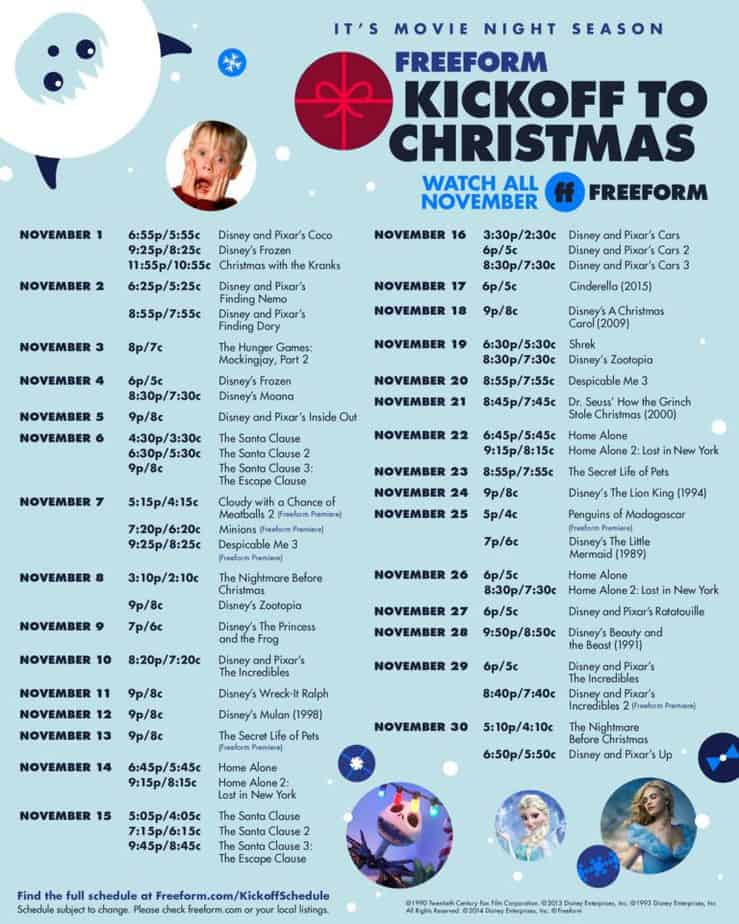 Freeform 25 Days Of Christmas 2019 Schedule This Mama Loves Printable Schedule