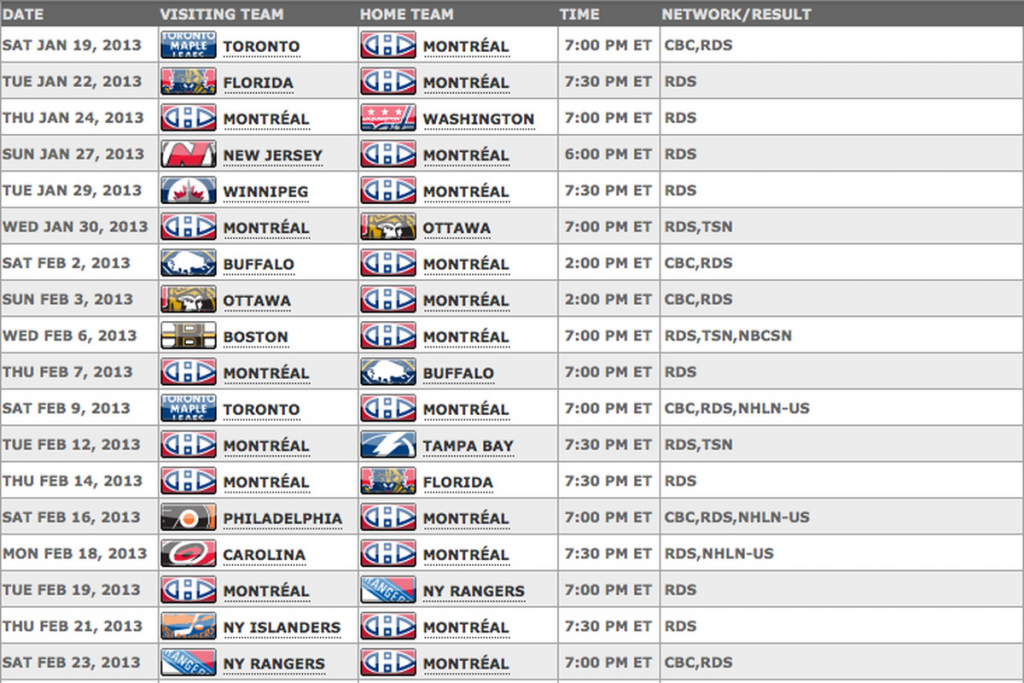 Montreal Canadiens Schedule Printable 2021 22 Printable Schedule