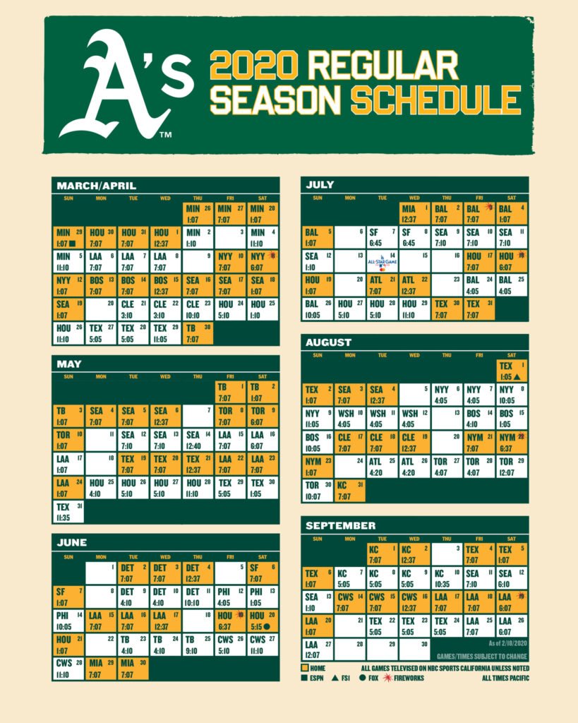 Printable Oakland A s Schedule 2022 Printable Schedule